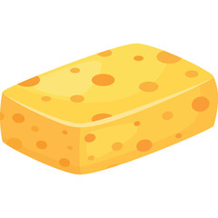 A Yellowish Orange Cheese Block With Round Holes A Simple Isolated Food Illustration On A Transparent Background