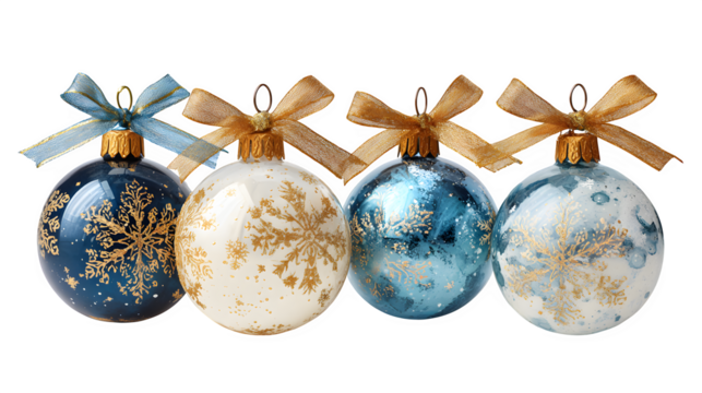 Elegant Christmas Ornaments, isolated on transparent background
