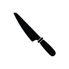 Black kitchen knife silhouette on white background 1