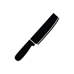 Black kitchen knife silhouette on white background