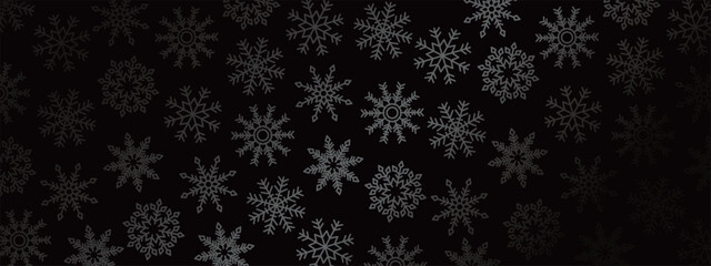 高級感のある雪の結晶模様のバナー　ブラック