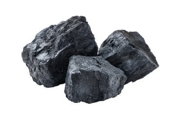 Fototapeta premium Chunks of dark, rough coal. Isolated against black