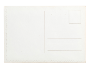 A blank postcard featuring a bordered area for an address and designated space for a stamp.