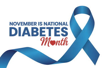 National diabetes awareness month celebrated in november with blue ribbon symbol