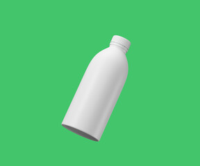 Minimalist blank white bottle for syrup or health products on green., 3d illustration