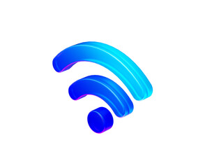 3D Gradient blue Wi-Fi symbol with smooth curves, representing wireless connectivity. 3D Illustration
