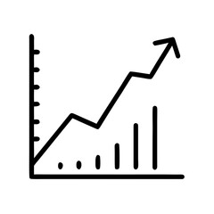 Rising graph icon on a transparent background  