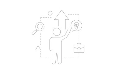 Recruitment Process Line Icon – Vector Illustration of Hiring and HR Management