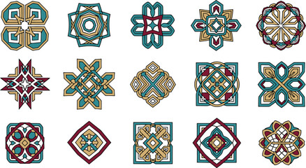 Collection of intricate geometric mandala patterns and abstract designs.