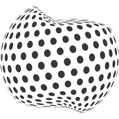 Abstract Black Polka Dot Sphere With Warped Distorted Shape And Transparent Background