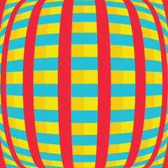 Fototapeta premium Warped globe grid of bold rainbow bands pattern