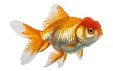 Oranda goldfish isolated on transparent background