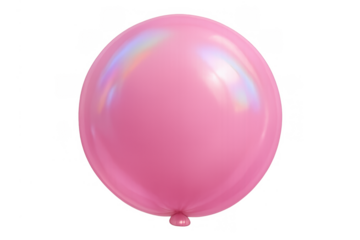 Pink shiny balloon floating, representing joy, celebration, parties, and events. Isolated with a transparent background