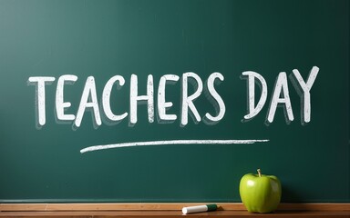 Teachers day concept. Text on chalkboard. High quality