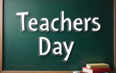 Teachers day concept. Text on chalkboard. High quality