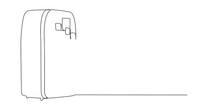 Animated self drawing of continuous one line drawing teapot and cup with saucer and world map from teapot funnel. Various countries. Calming. International Tea Day. Full length single line animation