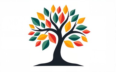 International literacy day concept with tree with books like leaves. Literacy, education, knowledge concept with color books on tree on white background, focus cover all object. High quality