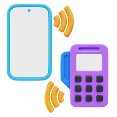 Stylized 3D Render Mobile Payment Terminal Contactless Technology Illustration