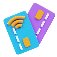 3D Rendered Modern Credit Card With Wifi Icon and Detail