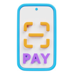 3D Rendered Mobile Payment Scan Code Application Interface Element