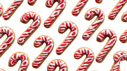 Candy Cane Cookies Pattern, isolated on transparent background