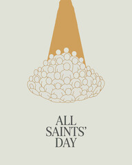 All Saints' Day Celebration with Group of Figures Under a Light Spotlight