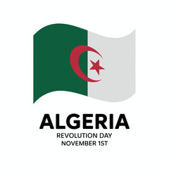 Algeria Revolution Day Flag with November 1st Date Illustration
