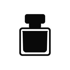 Black perfume bottle icon on white background fragrance
