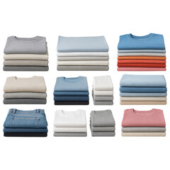 Colorful Folded Clothes Collection Organized Stacks Laundry