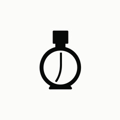 Black perfume bottle icon with curved line cosmetic