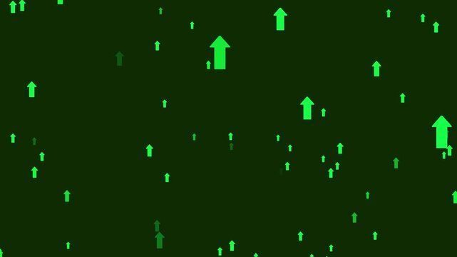 Animation arrow pointing up on blue glow isolated transparent background in 4k alpha channel. suitable for business, investment, financia, 4k video.