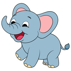 Cute Baby Elephant Cartoon Illustration Depicting Adorable Playful Young Character