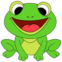 Cute Big-Eyed Frog Cartoon Illustration Laughing Playful Funny Character Art
