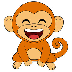 Cute Laughing Monkey Cartoon Illustration Showing Playful Joyful Jungle Character