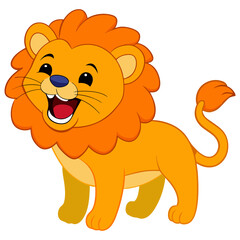 Cute Laughing Lion Cartoon Illustration Showing Joyful Playful Wild Character