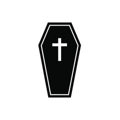 Obraz premium Black coffin with white cross, symbolizing death, mourning, and remembrance