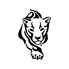 Fierce black lion tribal art