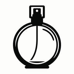 Black perfume bottle icon with spray nozzle fragrance