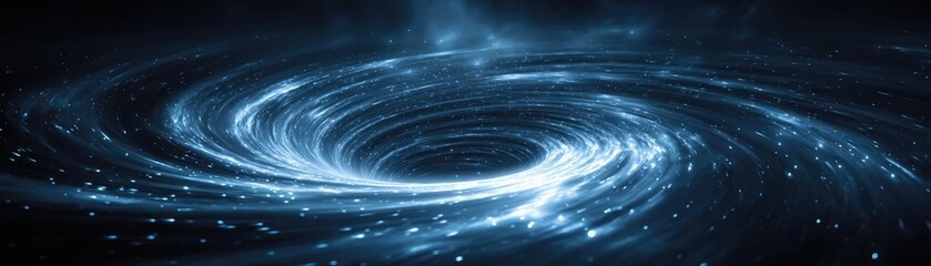 Abstract blue swirls forming tornado wind effect concept. An abstract representation of a cosmic black hole swirling light.