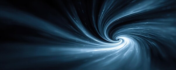 Abstract blue swirls forming tornado wind effect concept. A mesmerizing swirling vortex of deep blue hues and light.