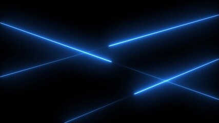 Blue neon glowing lines animation on black background. Futuristic grid, data connection and technology overlay - Powered by Adobe