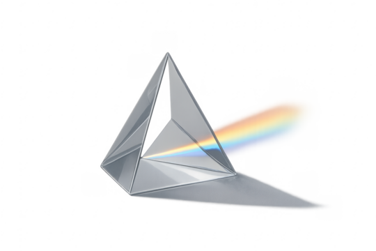 Glass optical prism refracting light scattering rainbow spectrum - Powered by Adobe