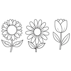 Easy Flower Coloring Pages vector