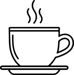 Hot Coffee Cup Outline Icon with Steam