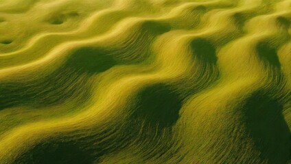 Abstract Wavy Pattern of Green and Yellow Sand Dunes.