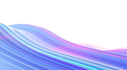 Abstract blue and pink waves flowing smoothly against a bright white background creating a modern design