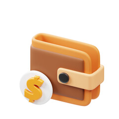 3D Rendered Modern Wallet with Dollar Coin Illustration Icon Isolated