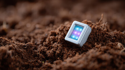 Smart sensor for modern agriculture improving global food security. futuristic device representing innovation and hope for sustainable farming and soil analysis