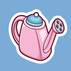 pink watering can in isolated background with white outline