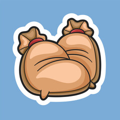 two sacks with white outline in isolated background
